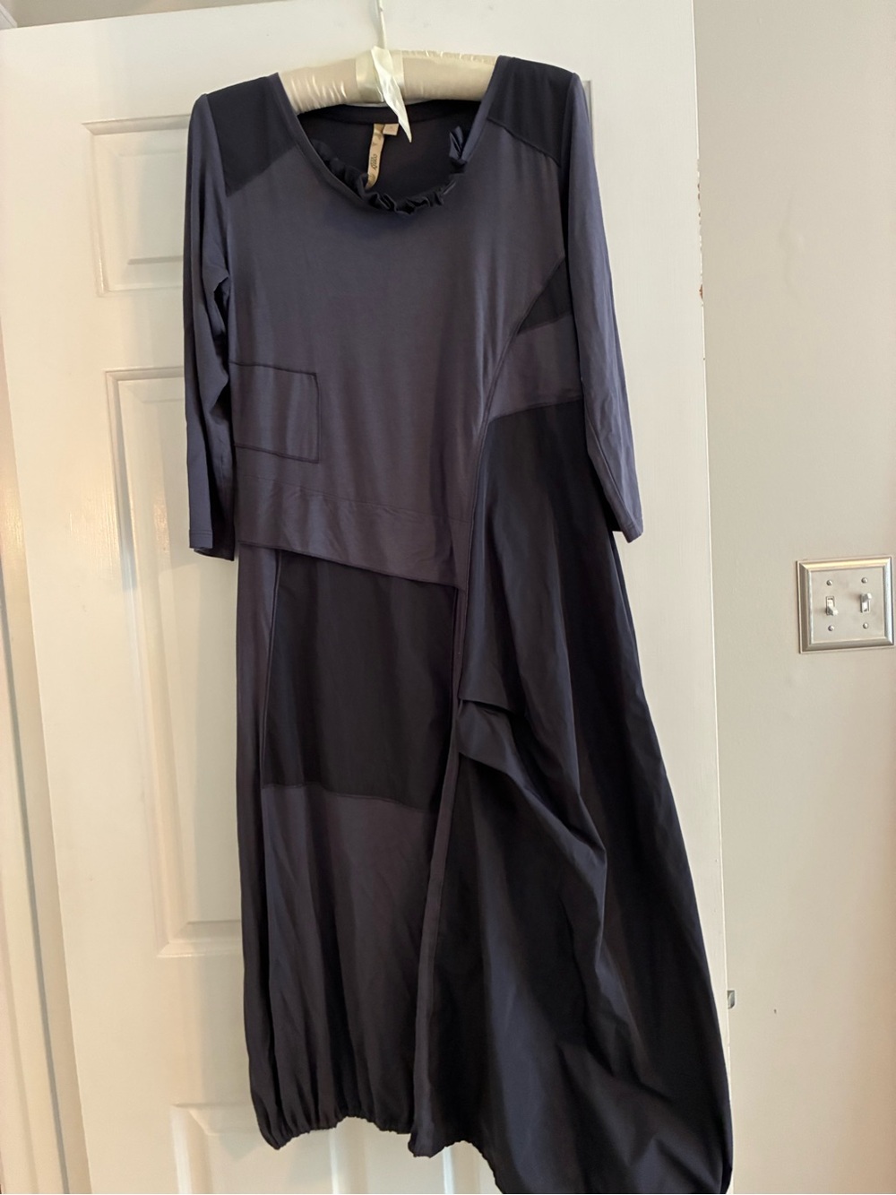 Comfy USA Scoop Neck Top with Ruffle Trim - Charcoal Ballon skirt.